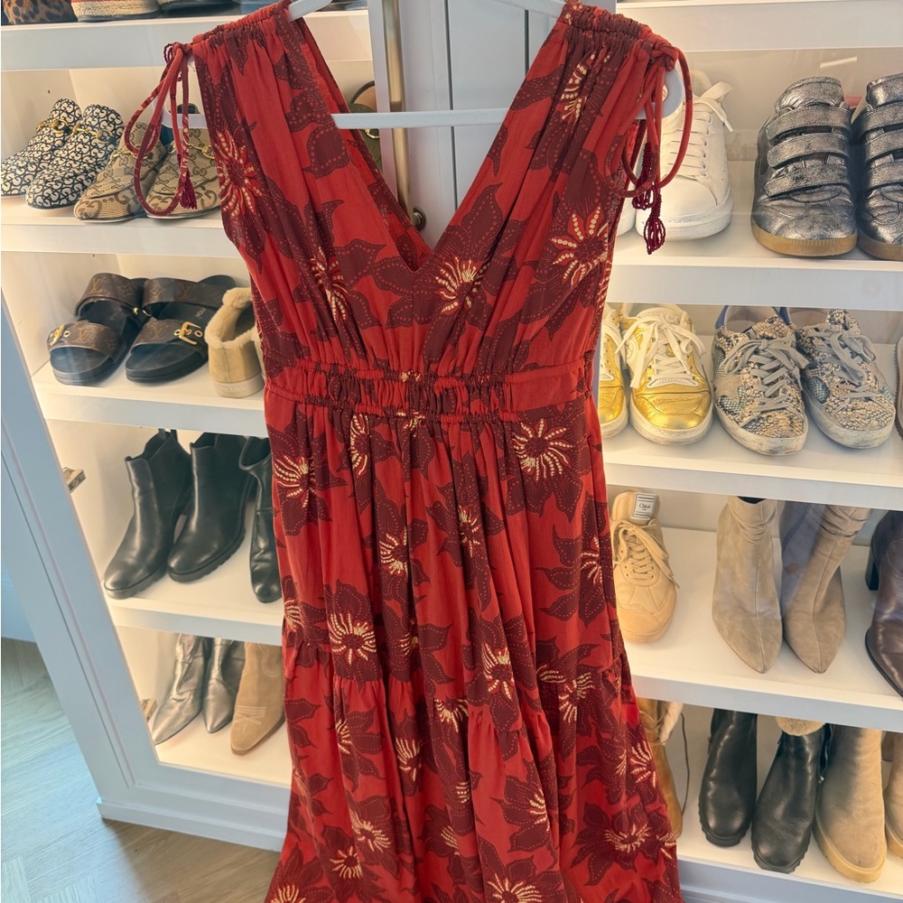 Omika Red and Brown Floral Maxi Dress